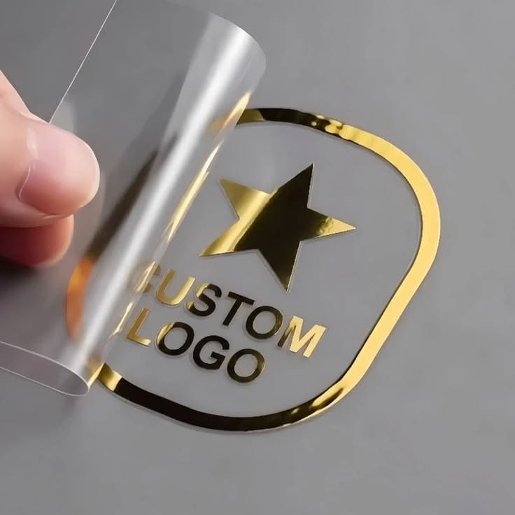 50 autocollants personnalisés brillants or et argent, autocollants de transfert avec logo,
